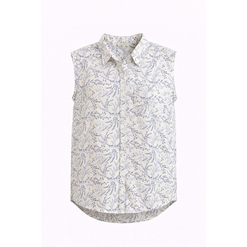 Jachs Girlfriend New York Sleeveless‎ Button Down Shirt Floral Print Blue Size M